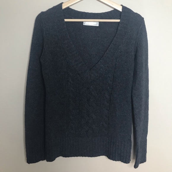 OLD NAVY V Neck Cable Knit Pullover Charcoal Grey - Picture 1 of 8